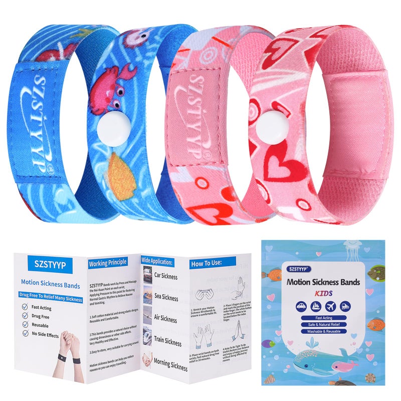SZSTYYP Motion Sickness Bands for Kids Travel Sickness Bands Kids Sea Sickness Wristbands for Kids Cruise Travel All Naturalâ€¦